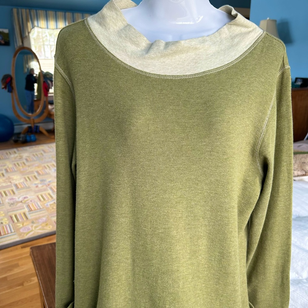 CHALET-Long Sleeve Cozy Tunic Dress, sage, Large. - Picture 2 of 8
